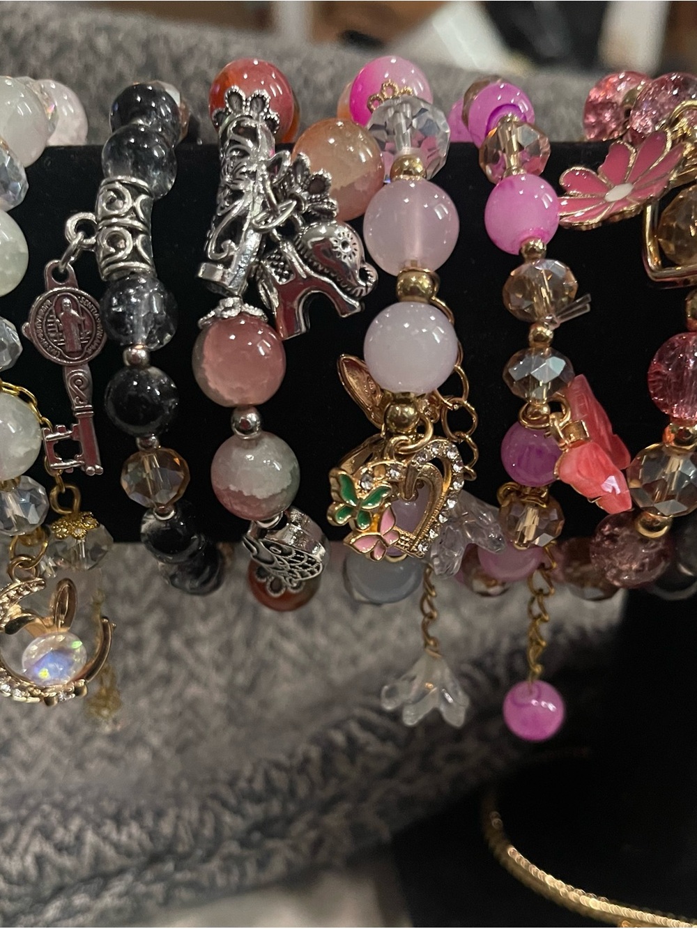Choice of 3 Elegant Glass Beaded Charm Bracelets - Picture 2 of 5